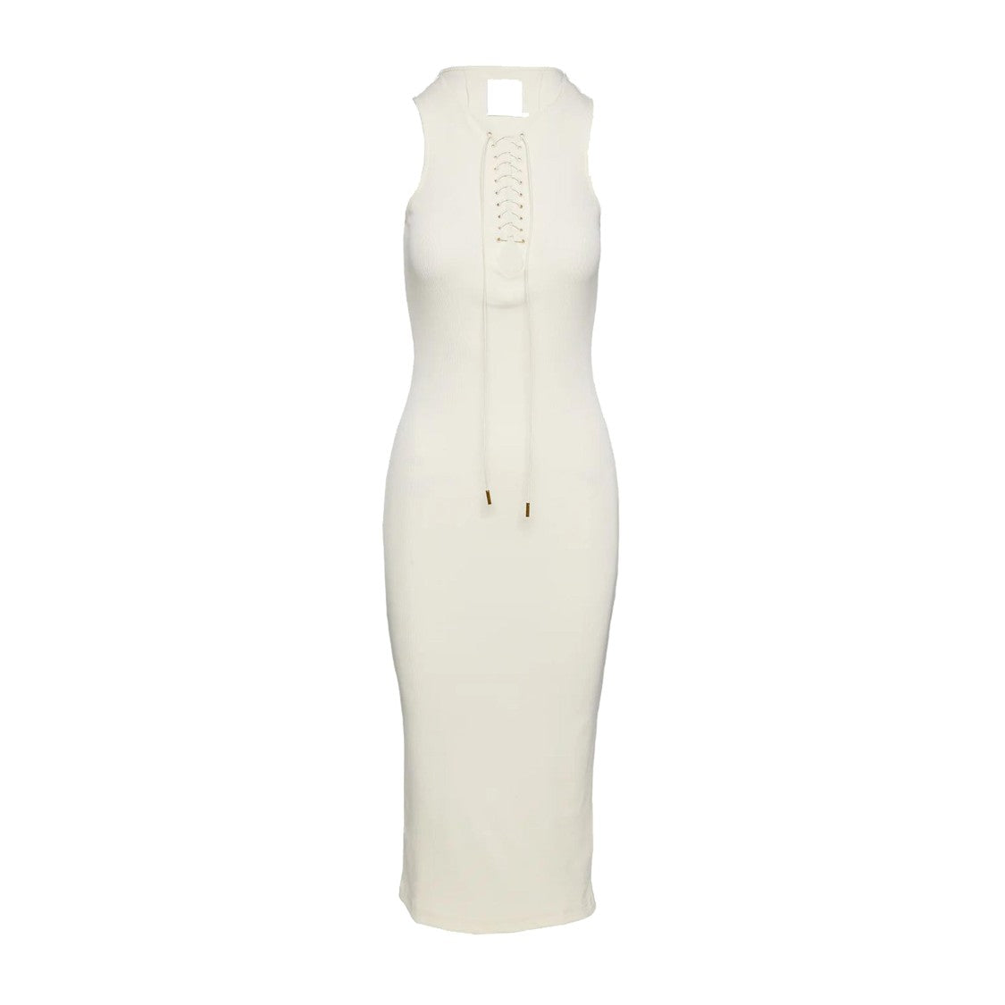 Givenchy Lace-Up Ribbed Midi Dress With High Neckline