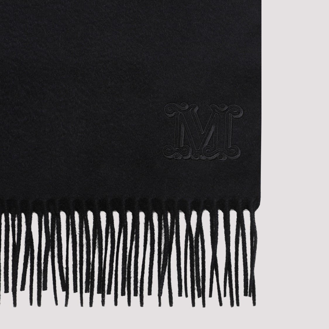 Max Mara Cashmere Scarf With Fringed Hem And Logo Embroidery