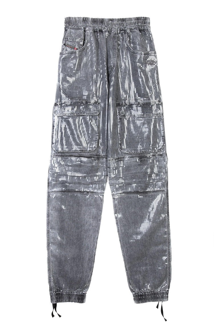 Diesel Cargo Jeans With Reflective Finish And Utility Pockets