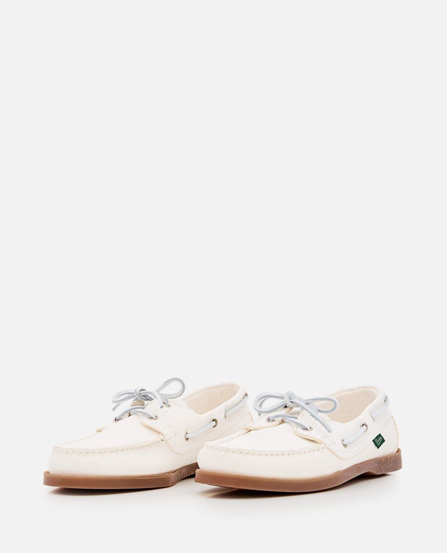Paraboot Barth White Leather Loafers With Durable Rubber Sole