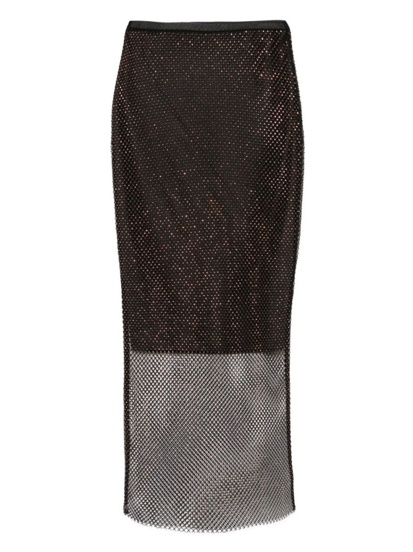 Sportmax Midi Skirt With Crystal Embellishments And Semi-Sheer Panels