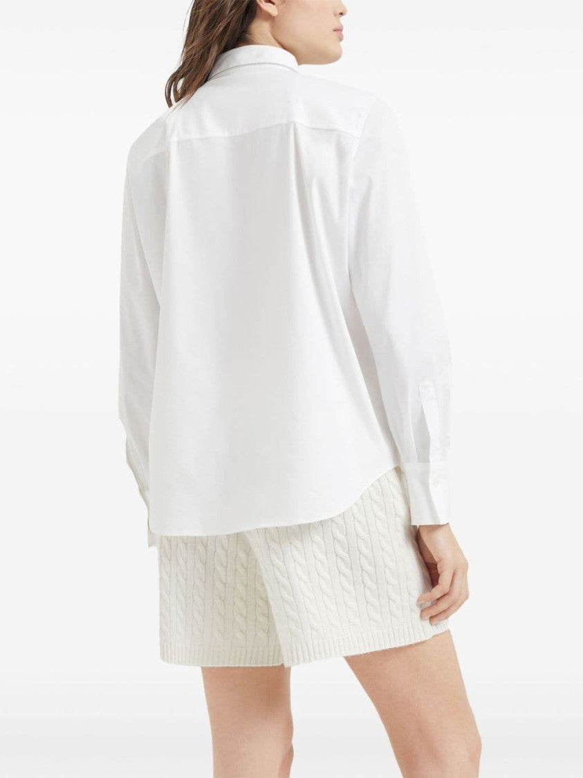 Brunello Cucinelli White Cotton Shirt With Stretch Design