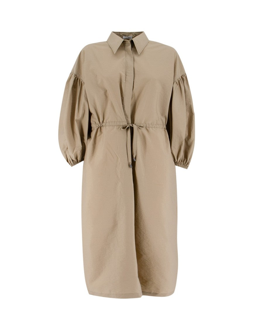 Brunello Cucinelli Techno Cotton Poplin Dress With Adjustable Waist