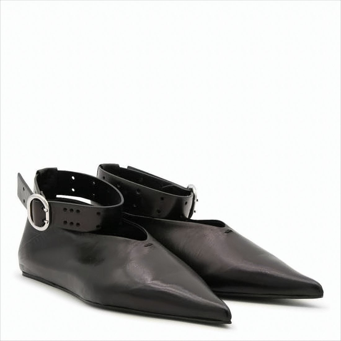 Jil Sander Pointed Toe Flats With Ankle Strap