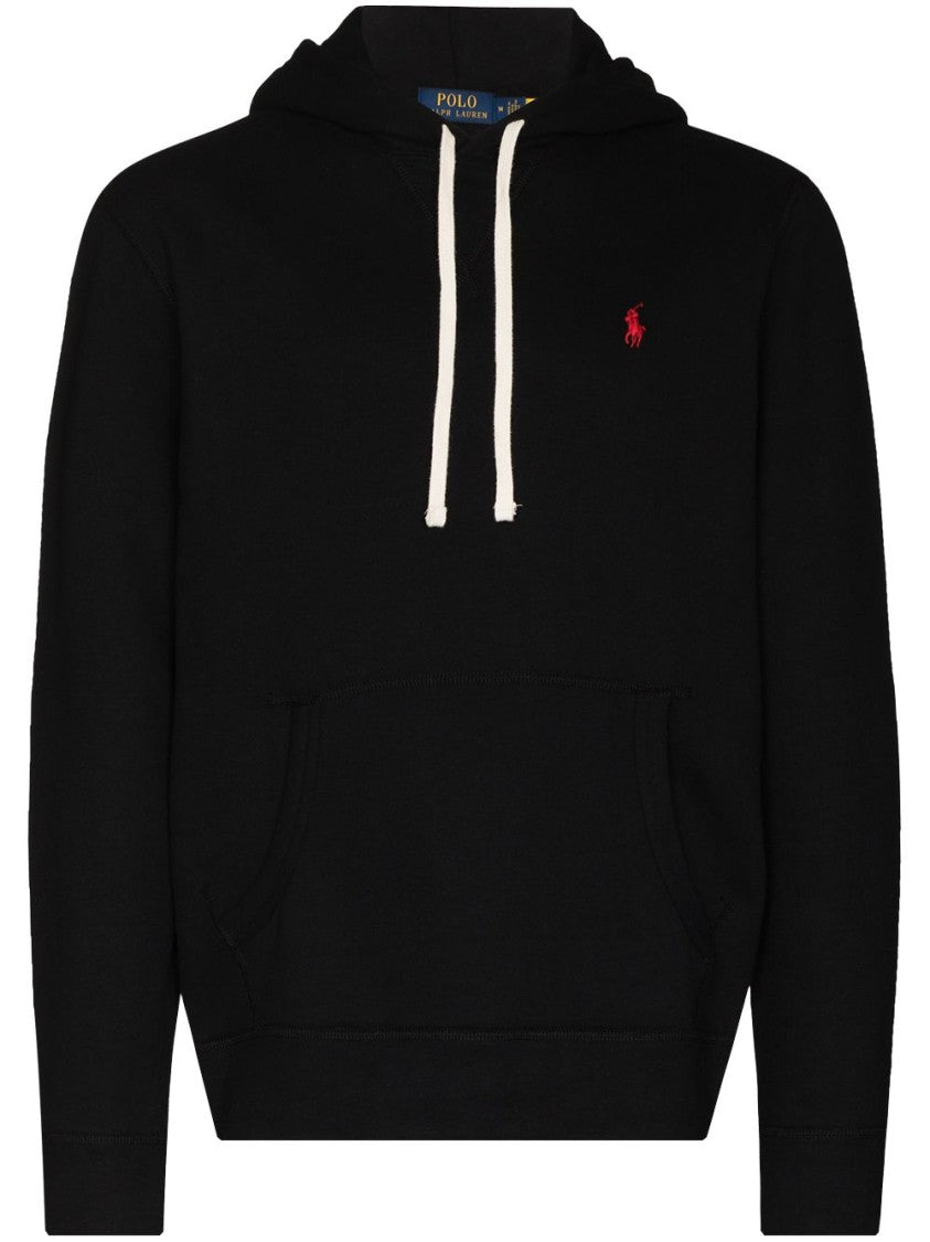 Polo Ralph Lauren Slouchy Black Cotton Blend Hoodie With Embroidered Logo