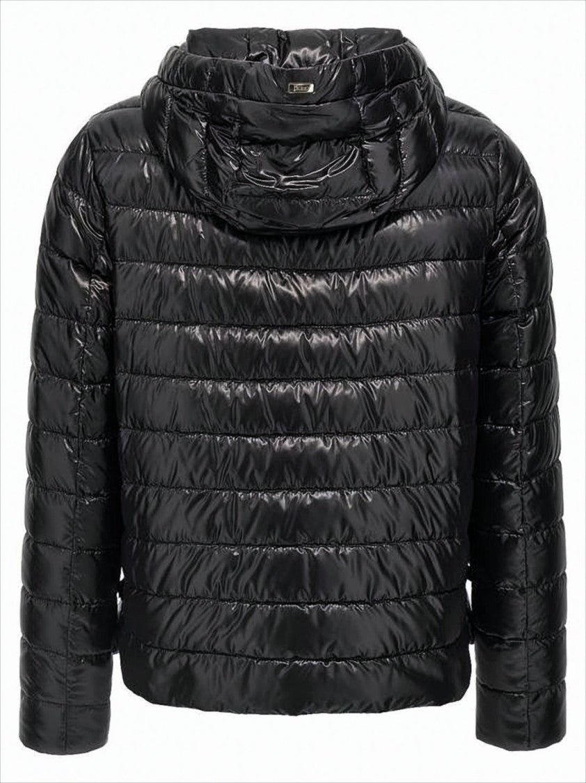 Herno Quilted Black Padded Jacket With Hood