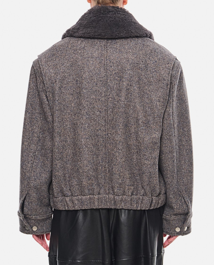 Stella Mccartney Teddy Wool Trimmed Zipped Jacket Unlined