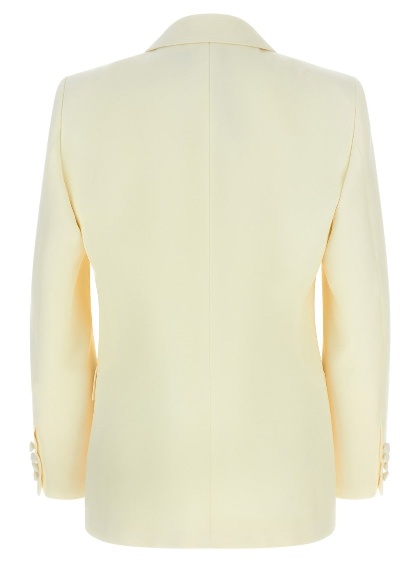 Valentino Garavani Wool Grisaille Double-Breasted Blazer With Peak Lapels