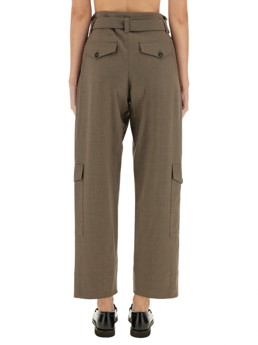 Brunello Cucinelli High-Waisted Belted Pants With Utility Pockets