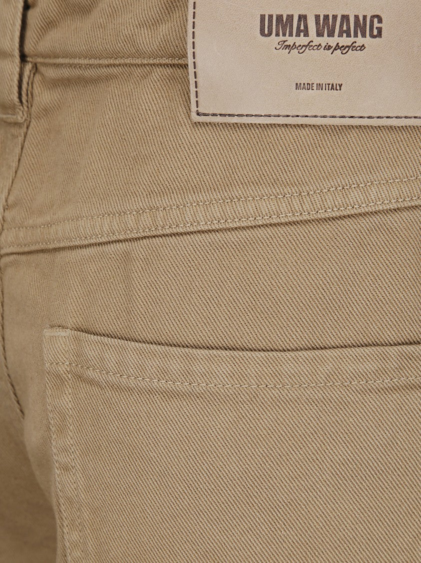 Uma Wang Straight-Leg Denim-Style Cotton Pants With Five Pockets