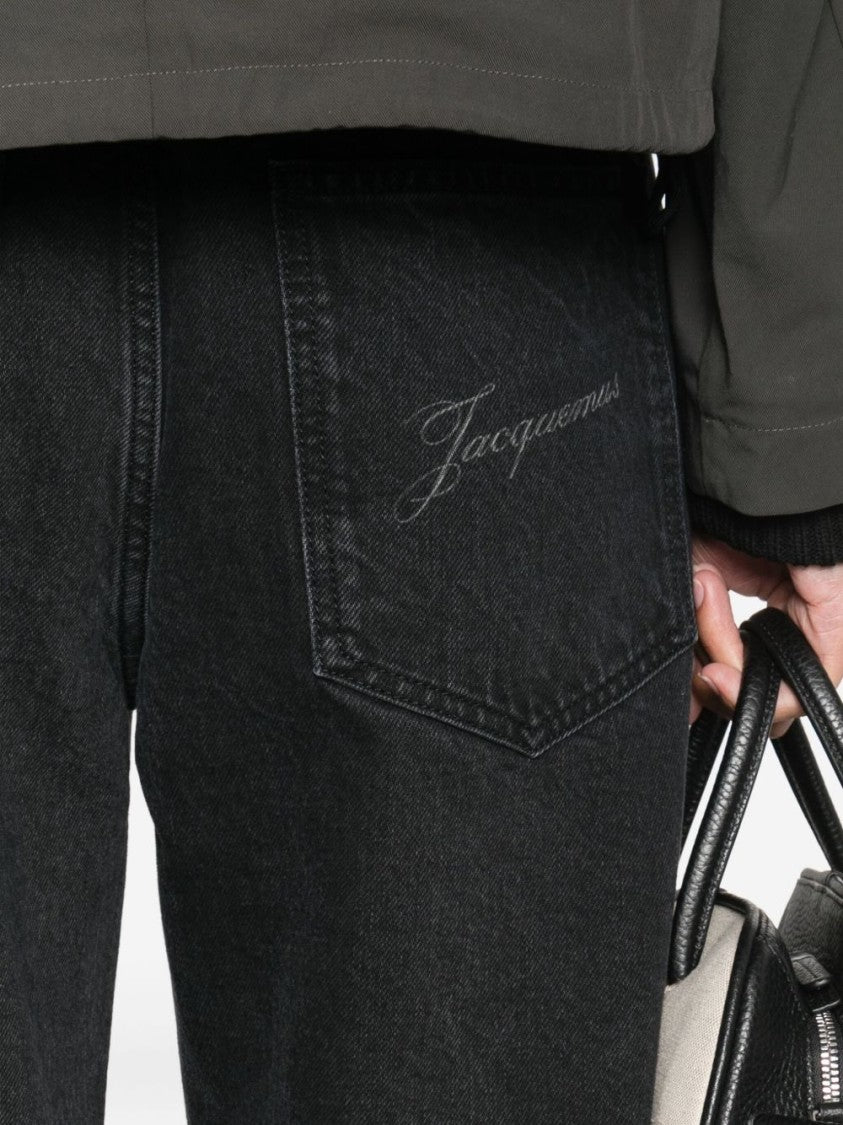 Jacquemus Wide-Leg High-Waist Denim Jeans With Tonal Stitching