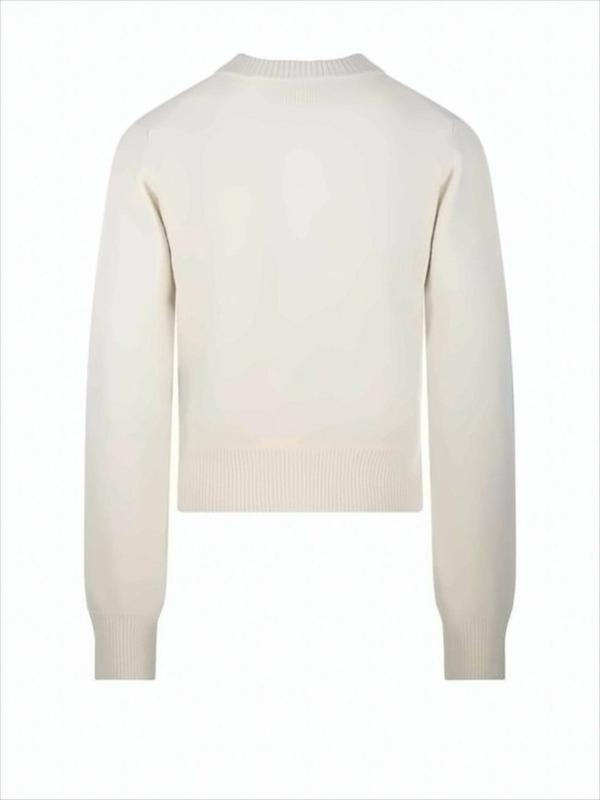 Ami Cropped White Cardigan With Button-Down Front