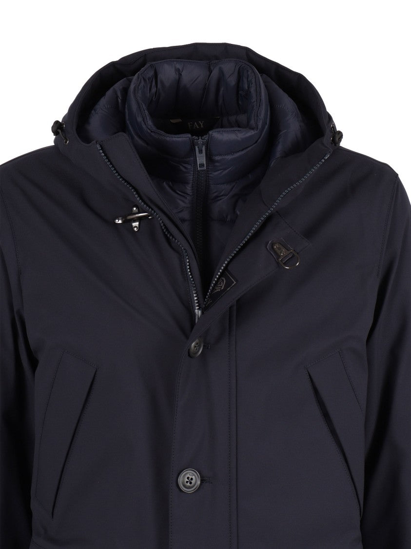 Fay Structured Black Cape With High Collar