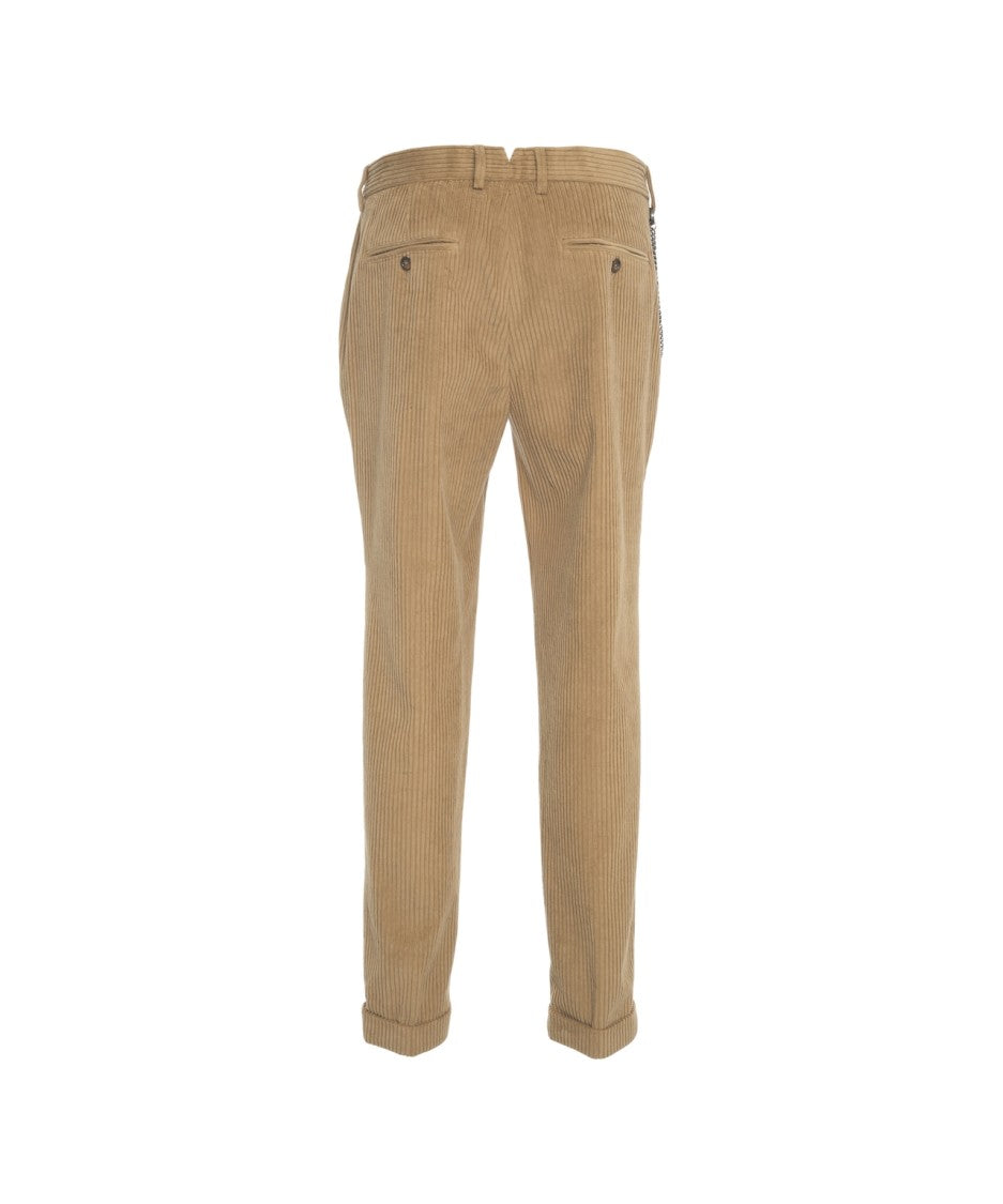 Luis Trenker Velvet Trousers With Chain Detail And Straight Cut