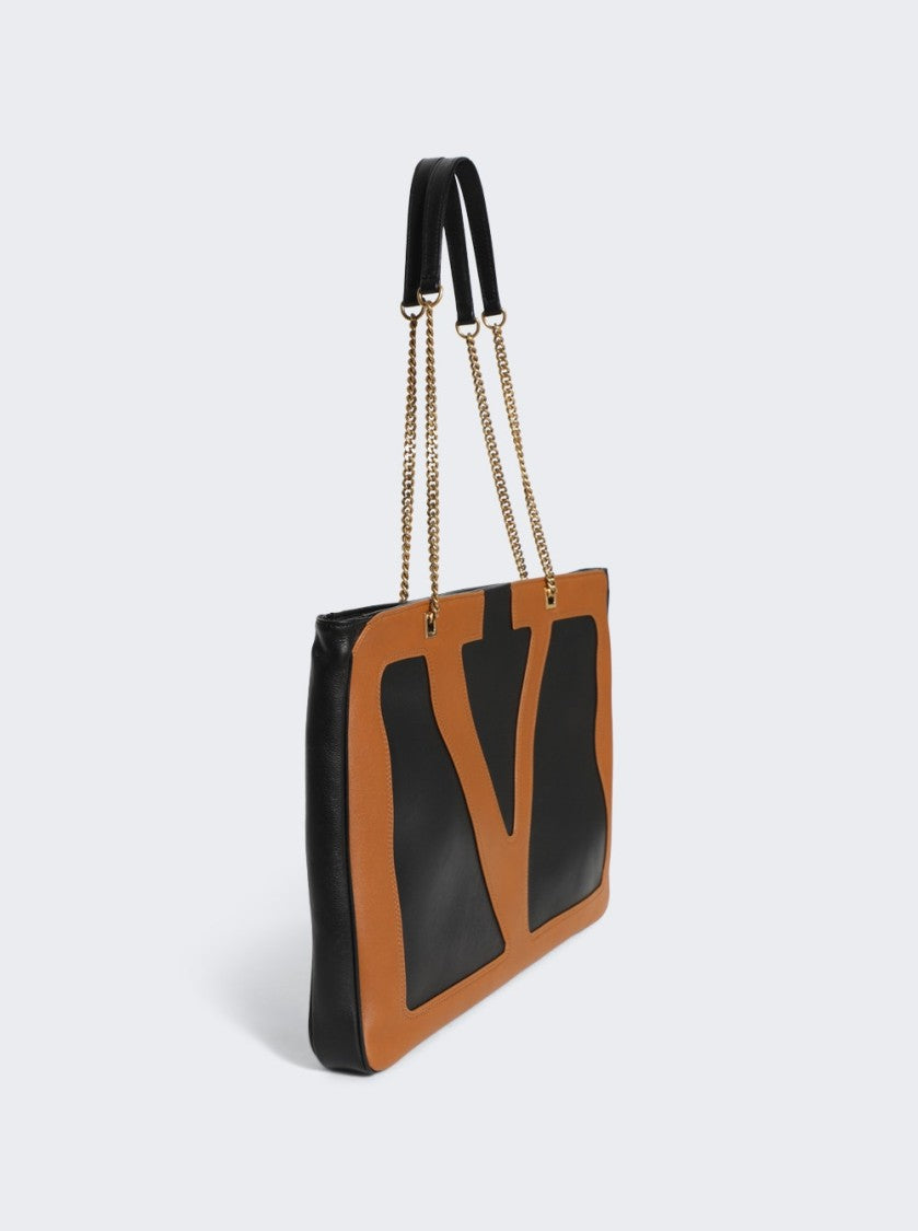 Valentino Viva Superstar Medium Shopping Bag Black And Brown