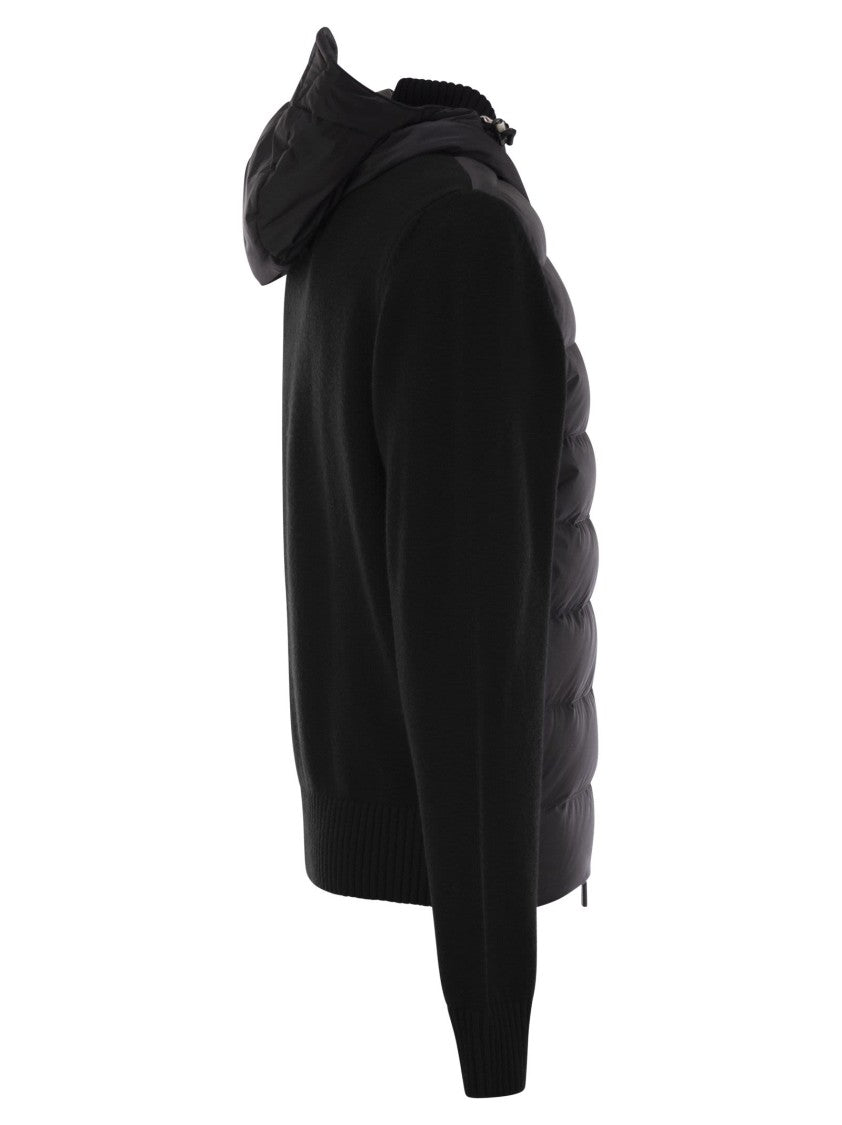 Moncler Grenoble Down-Filled Zip Front Sweatshirt With Adjustable Hood