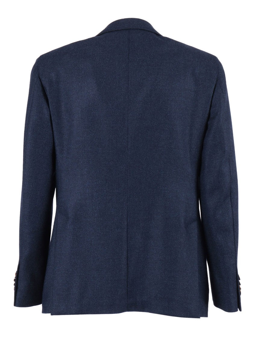 Luigi Bianchi Tailored Navy Blue Jacket With Classic Two-Button Closure