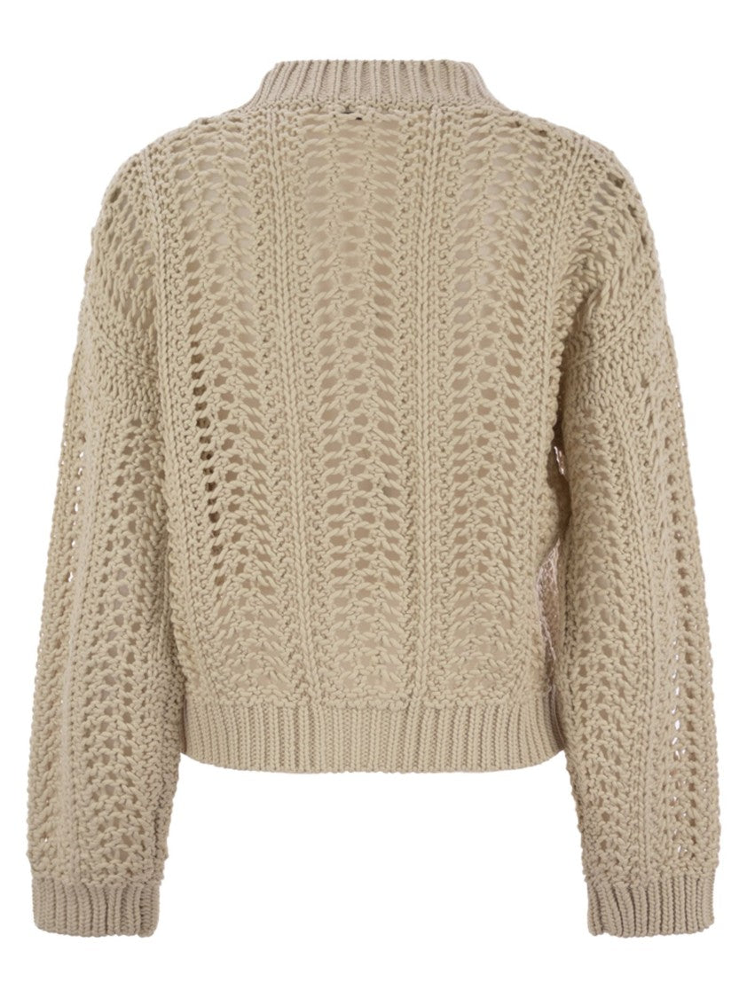 Brunello Cucinelli Ribbed Cotton Net Cardigan