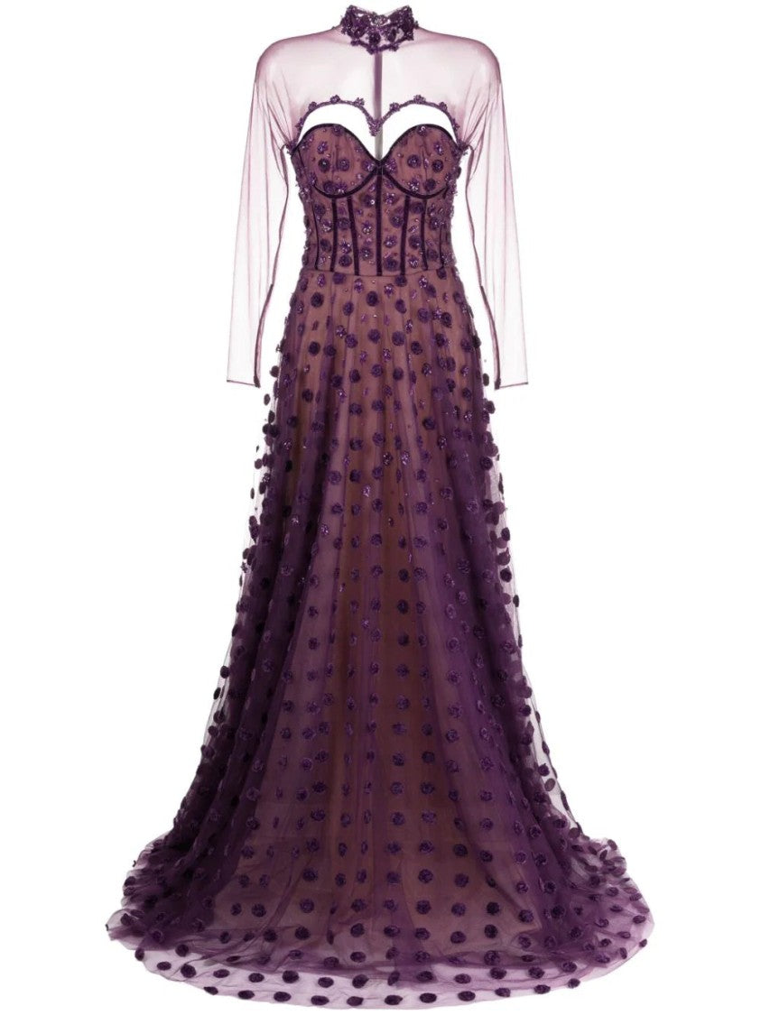 Saiid Kobeisy Beaded Tulle Dress With Polka Dots