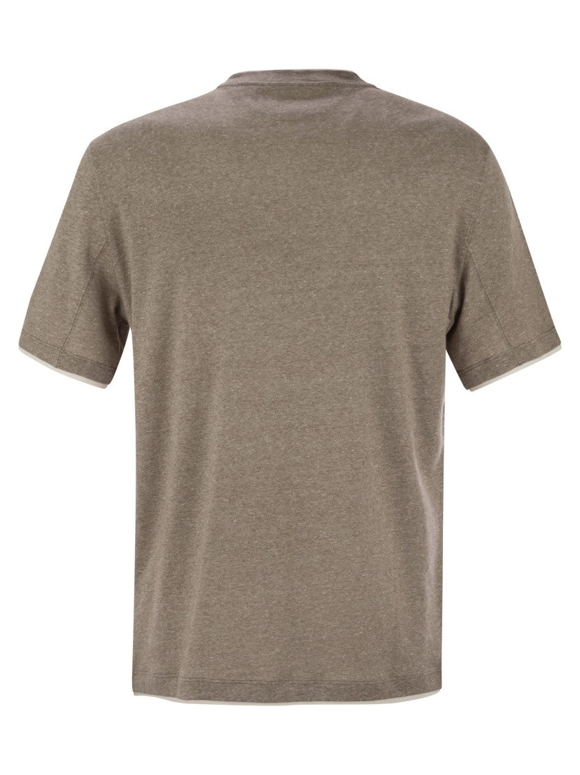 Brunello Cucinelli Crew-Neck T-Shirt In Linen