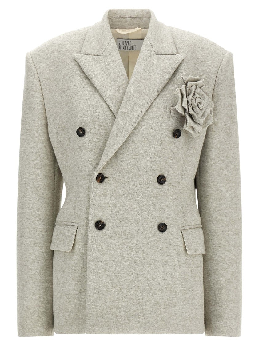 Giuseppe Di Morabito Double-Breasted Oversized Blazer With Removable Rose Brooch