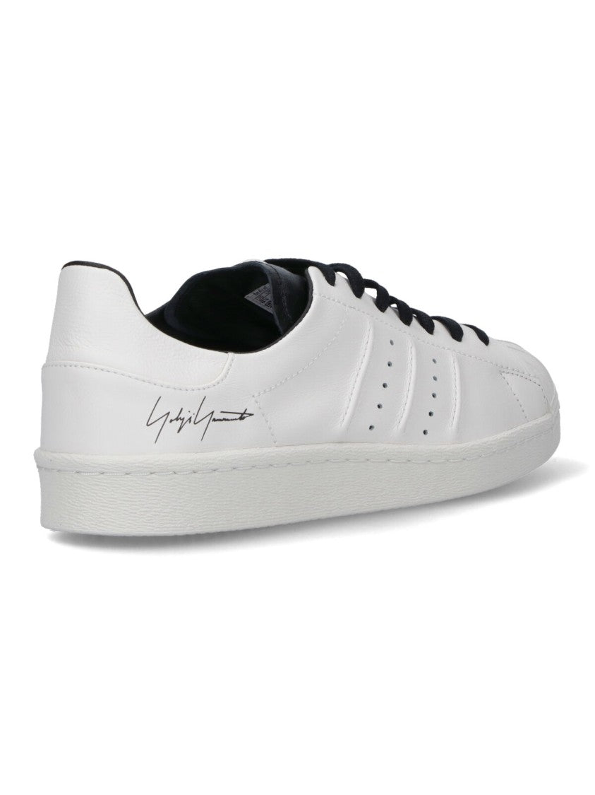 Y-3 Contrast-Detail White Leather Y-3 Superstar Sneakers