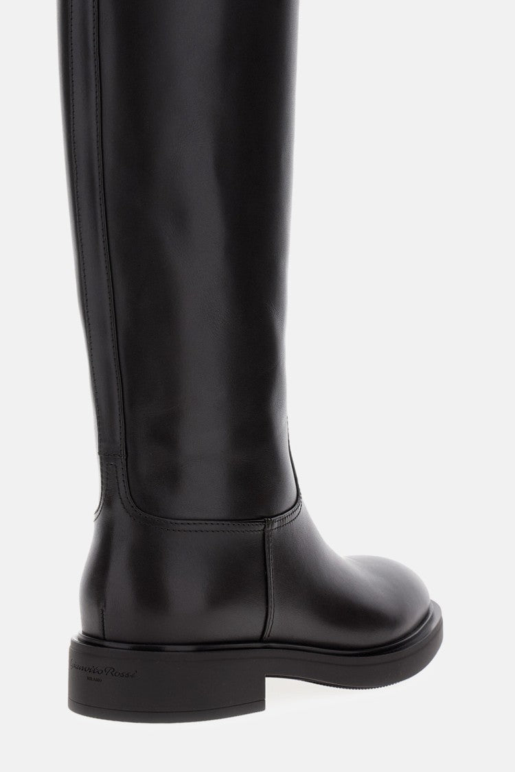 Gianvito Rossi High Leather Boots With Gold Back Detail
