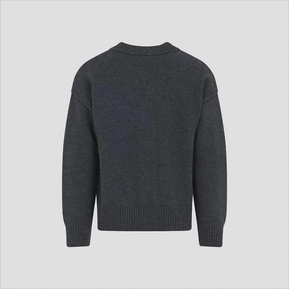 Ami Dark Grey Wool Cardigan With V-Neckline