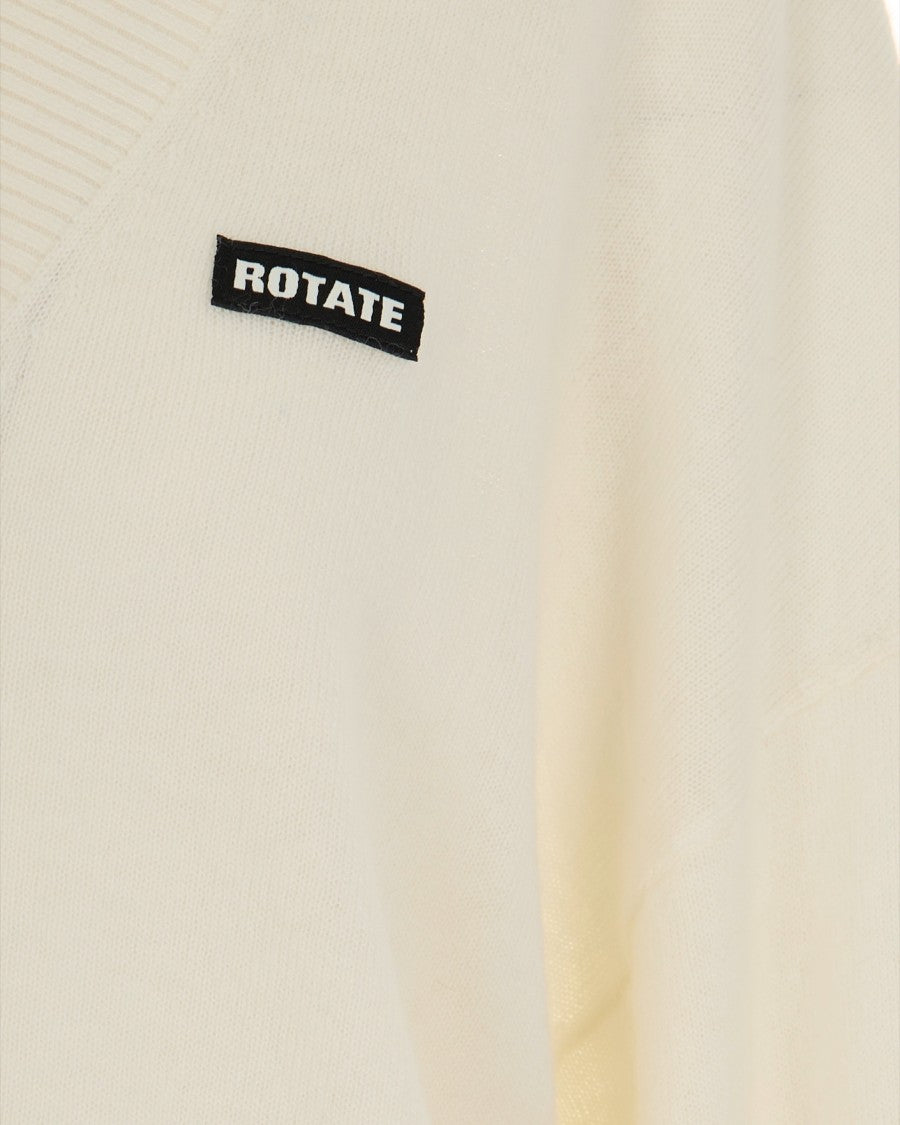 Rotate Ivory V-Neck Sweater