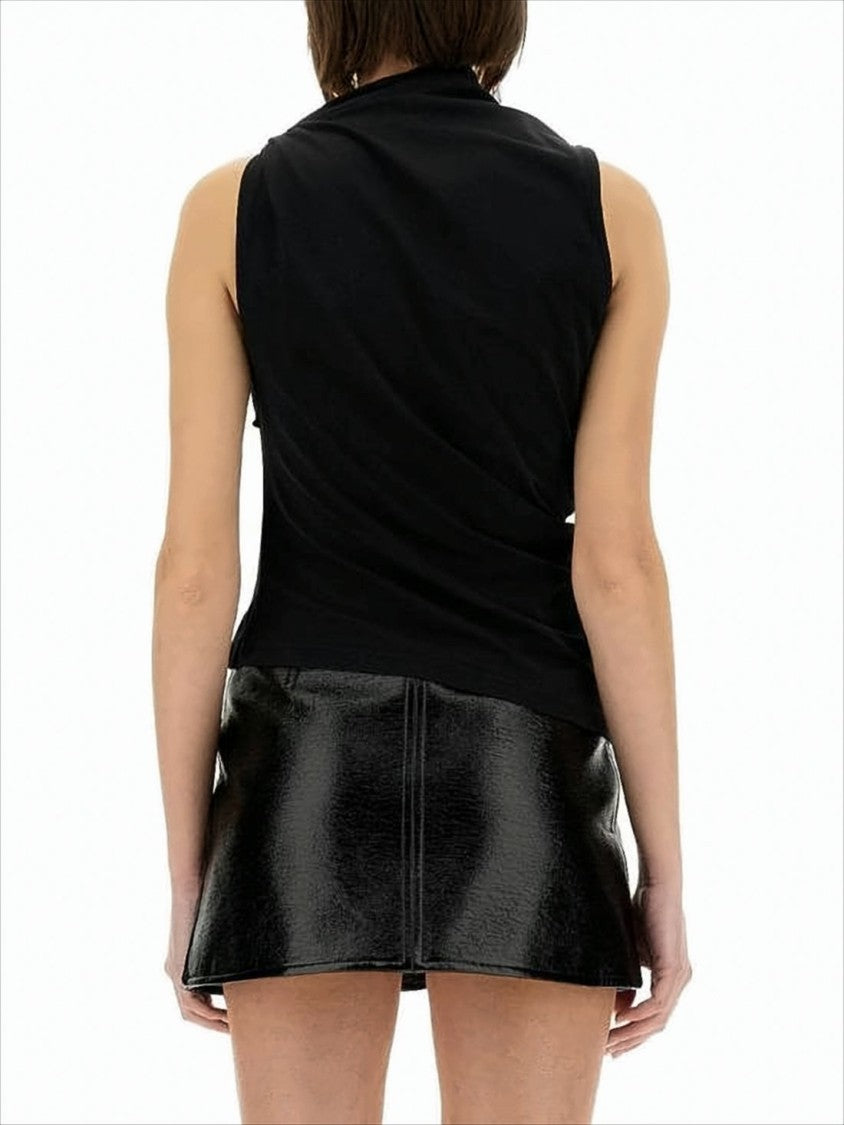 Courrèges Draped Neckline Cotton Sleeveless Top