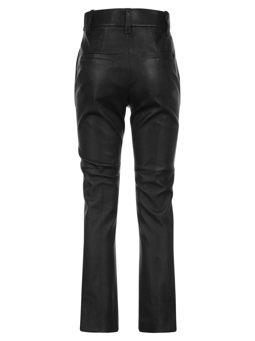 Brunello Cucinelli Stretch Nappa Leather Cigarette Trousers