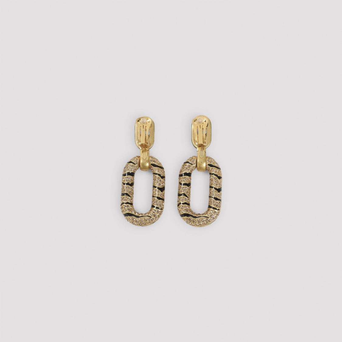 Roberto Cavalli Crystal-Embellished Oval Link Earrings