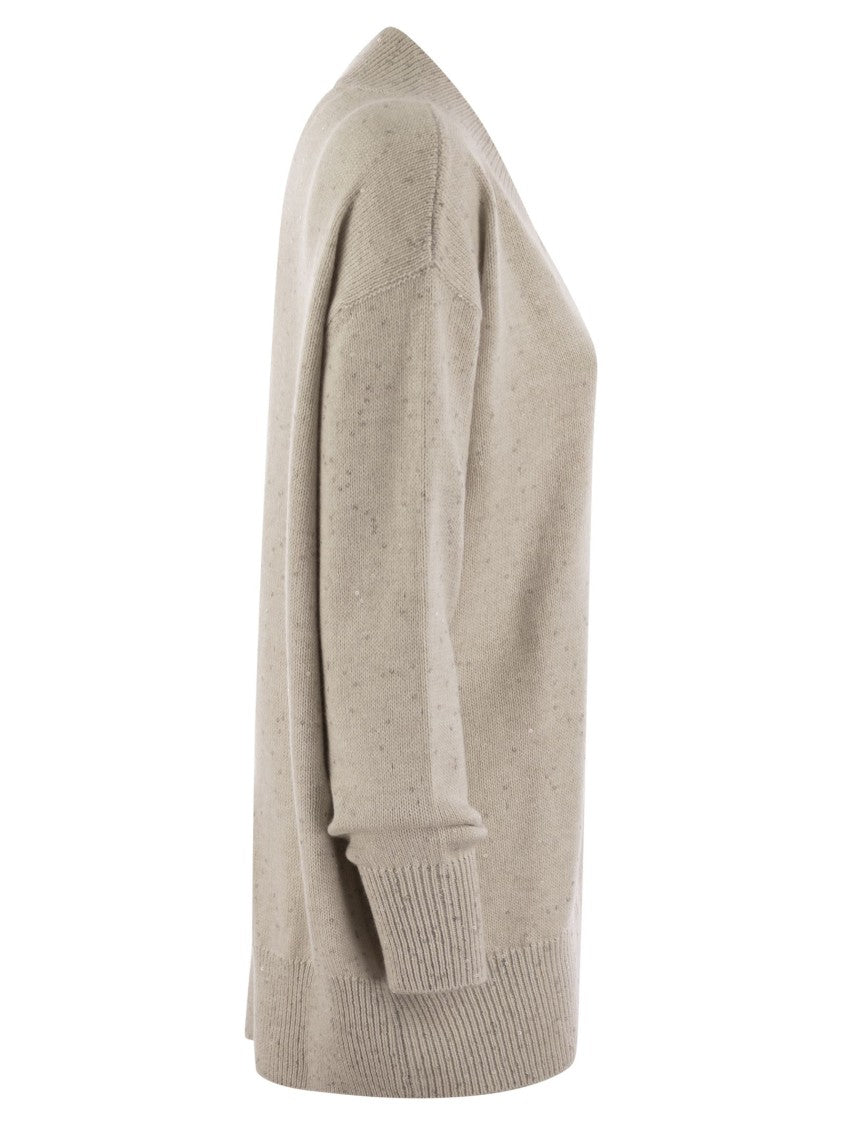 Brunello Cucinelli Cashmere And Silk Sweater With Micro Sequins