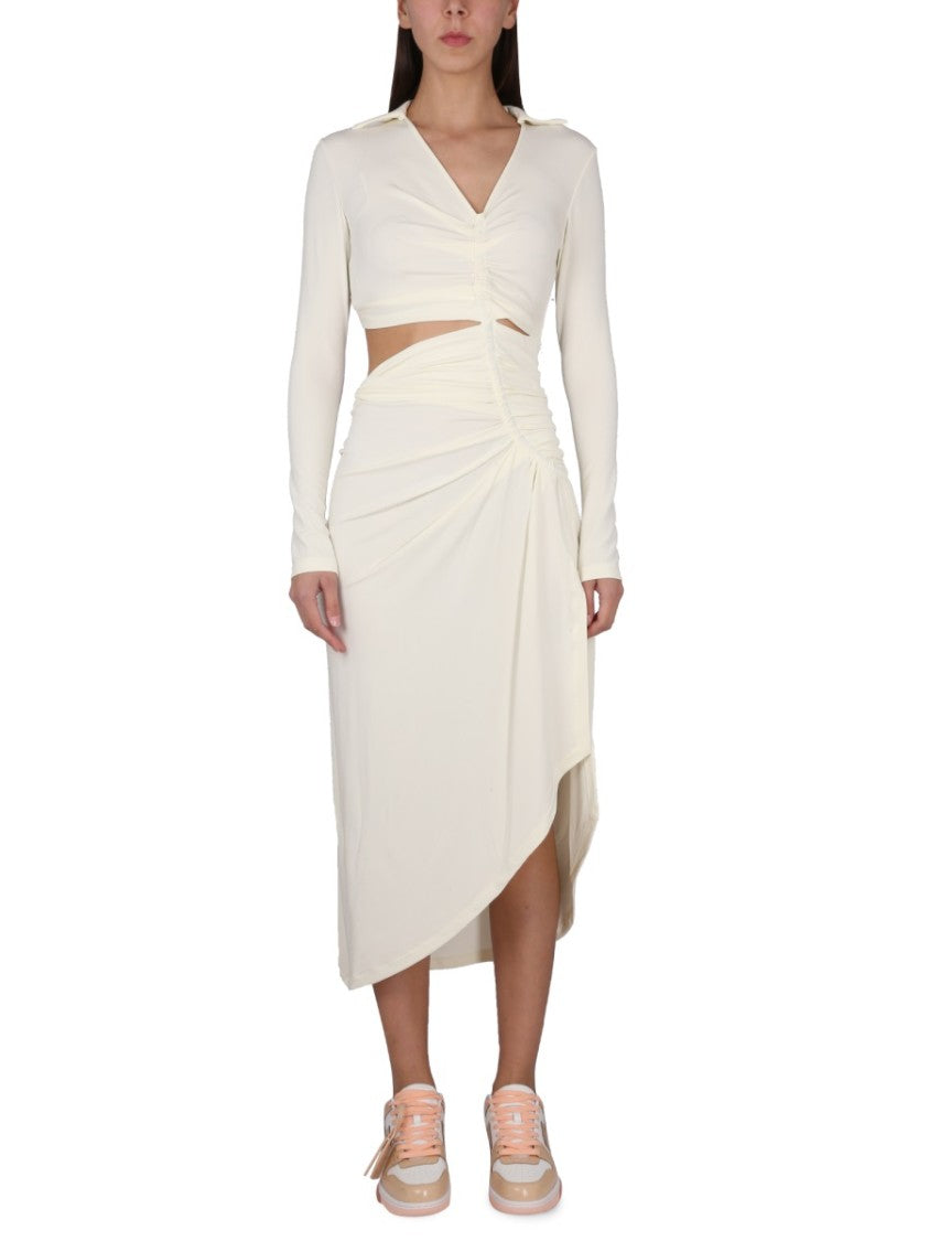 Off-White Dress With Ruffles