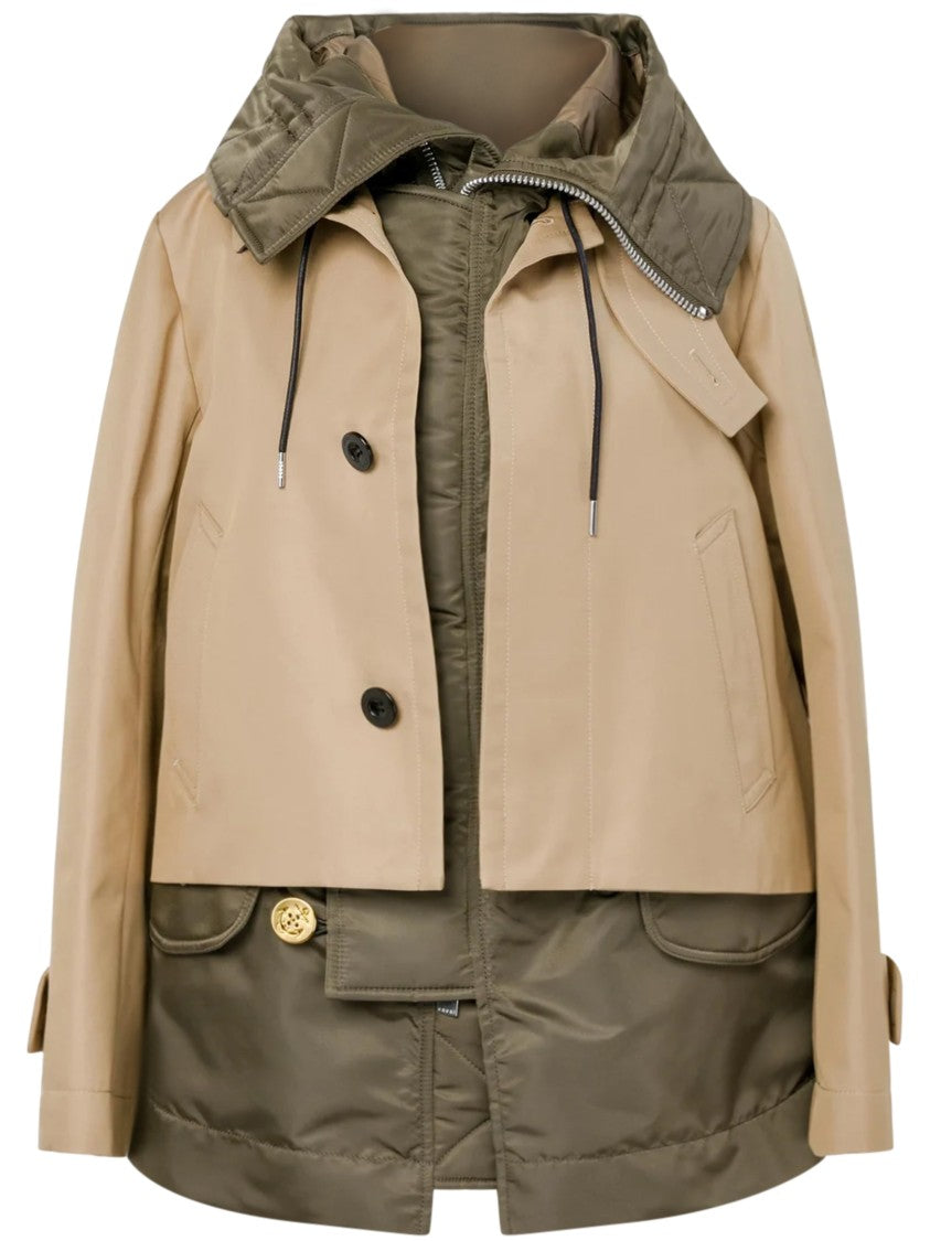 Sacai Structured Cotton Gabardine Blouson With Classic Collar