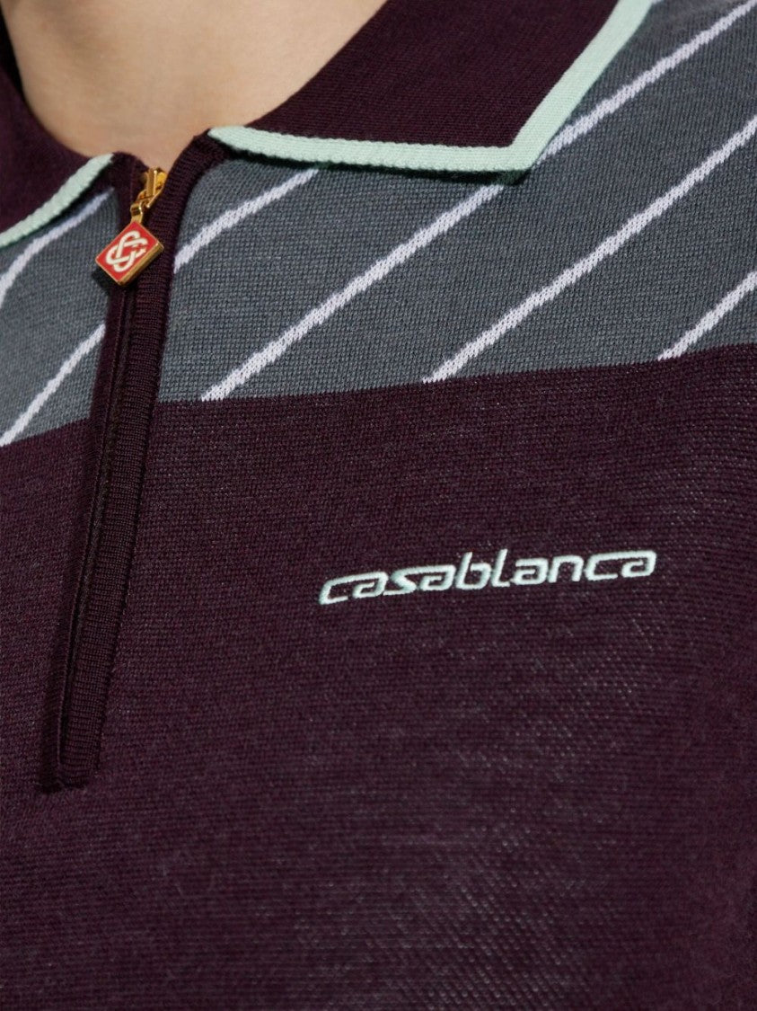 Casablanca Diagonal Striped Mini Dress In Merino Wool