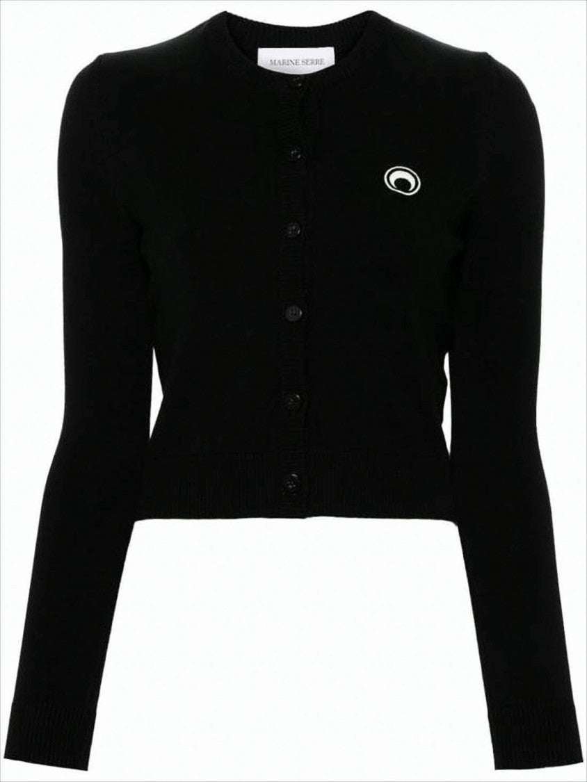 Marine Serre Fitted Cropped Cardigan With Button-Down Front