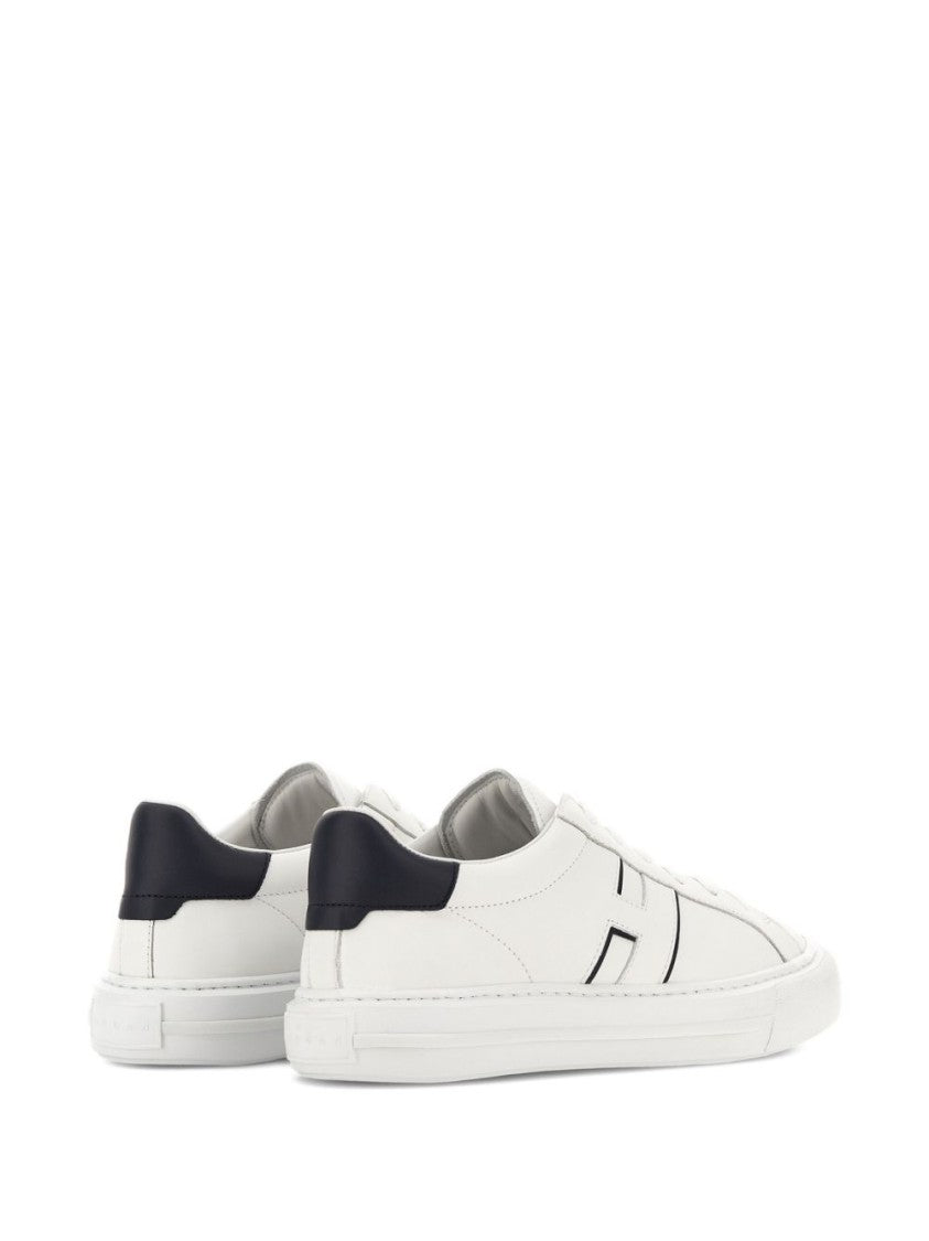 Hogan White Leather Sneakers With Logo Design And Rubber Sole