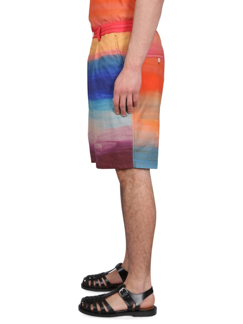 Marni Knee-Length Cotton Bermuda Shorts With Gradient Design