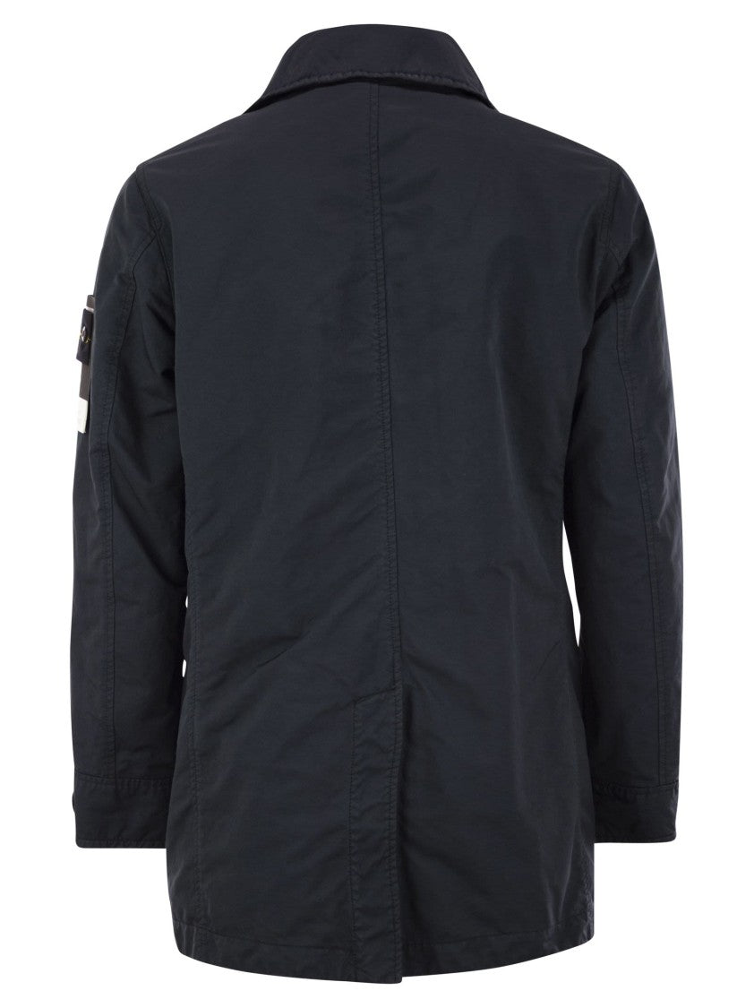 Stone Island Short Trench Coat With Anti-Drip Treatment