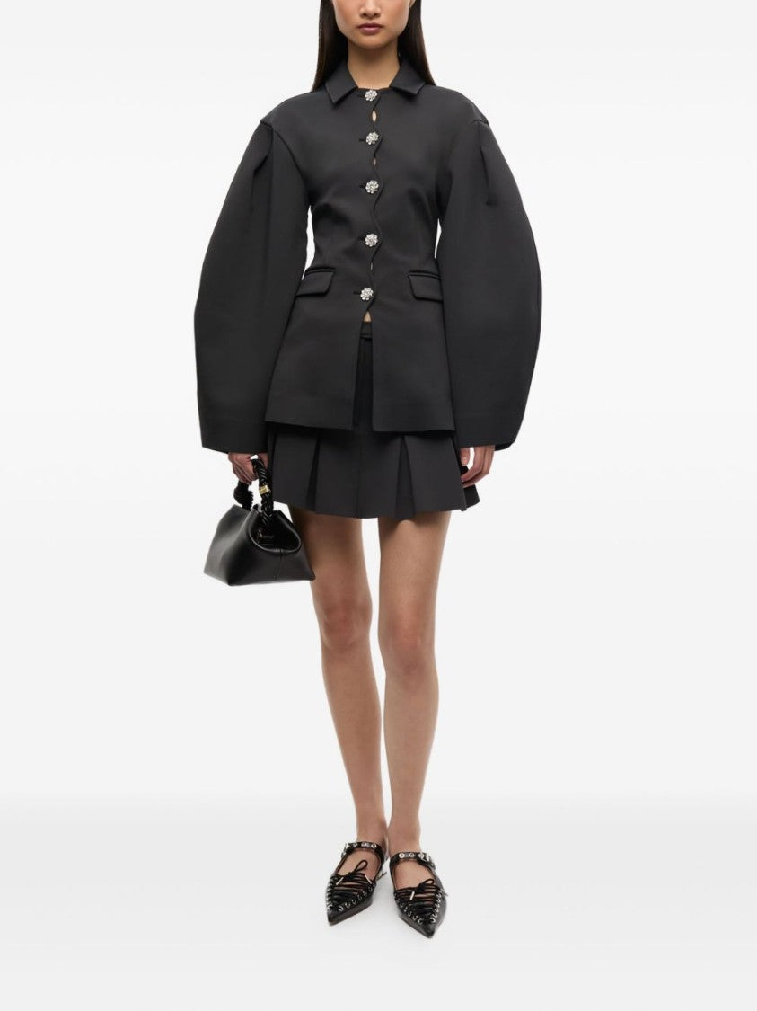 Ganni Structured Grey Jacket With Balloon Sleeves