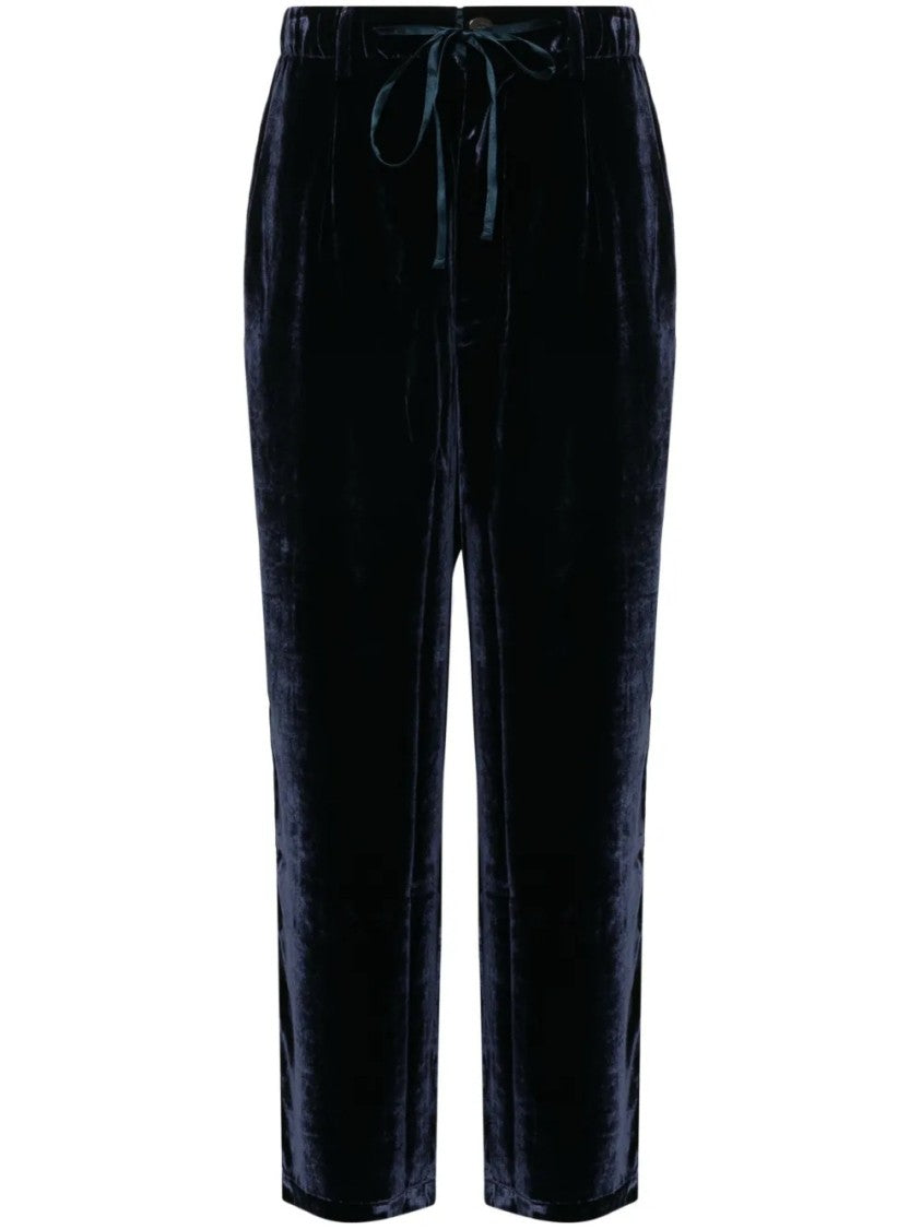 Pierre-Louis Mascia Wide-Leg Velvet Trousers With Drawstring Waist