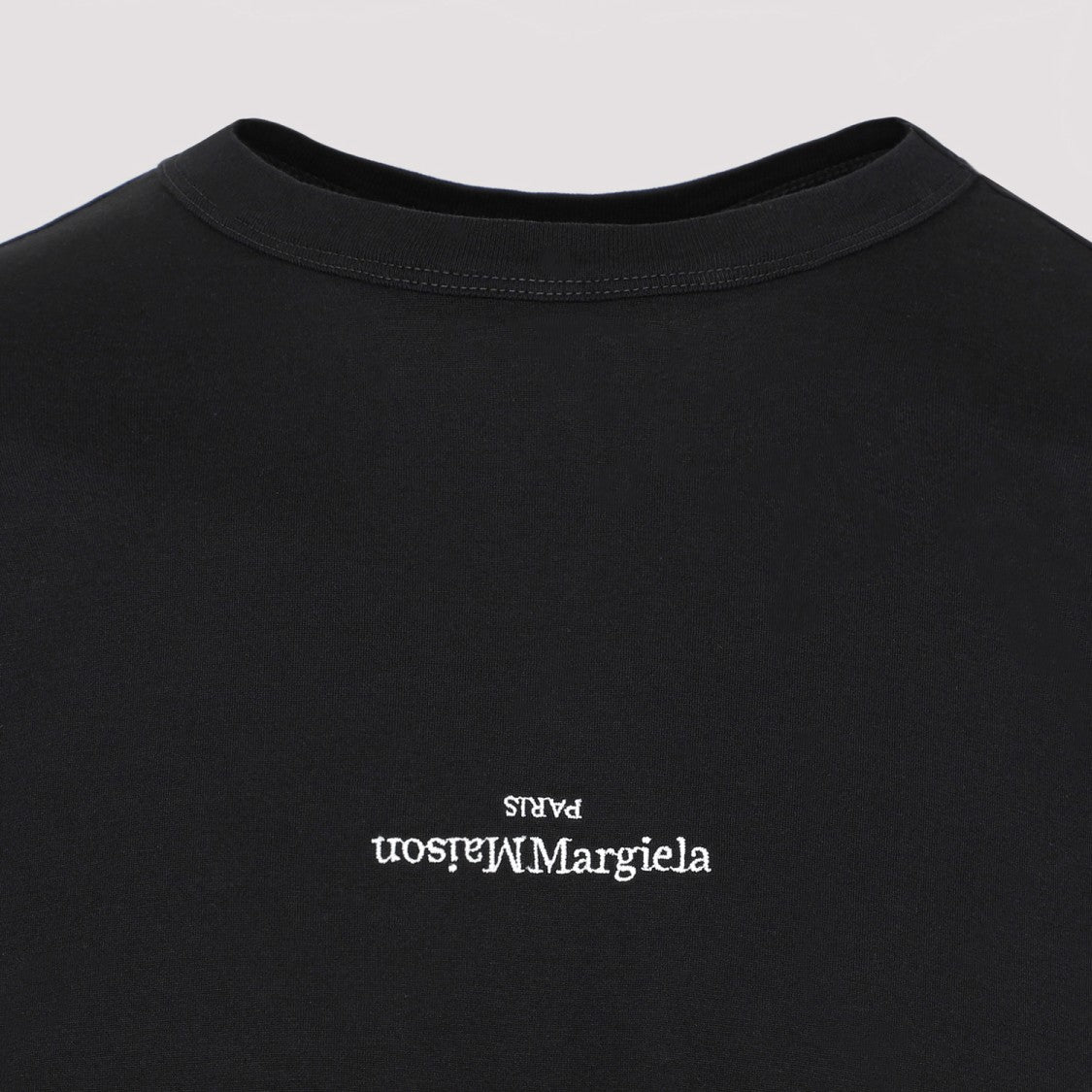 Maison Margiela Black Cotton T-Shirt With Logo