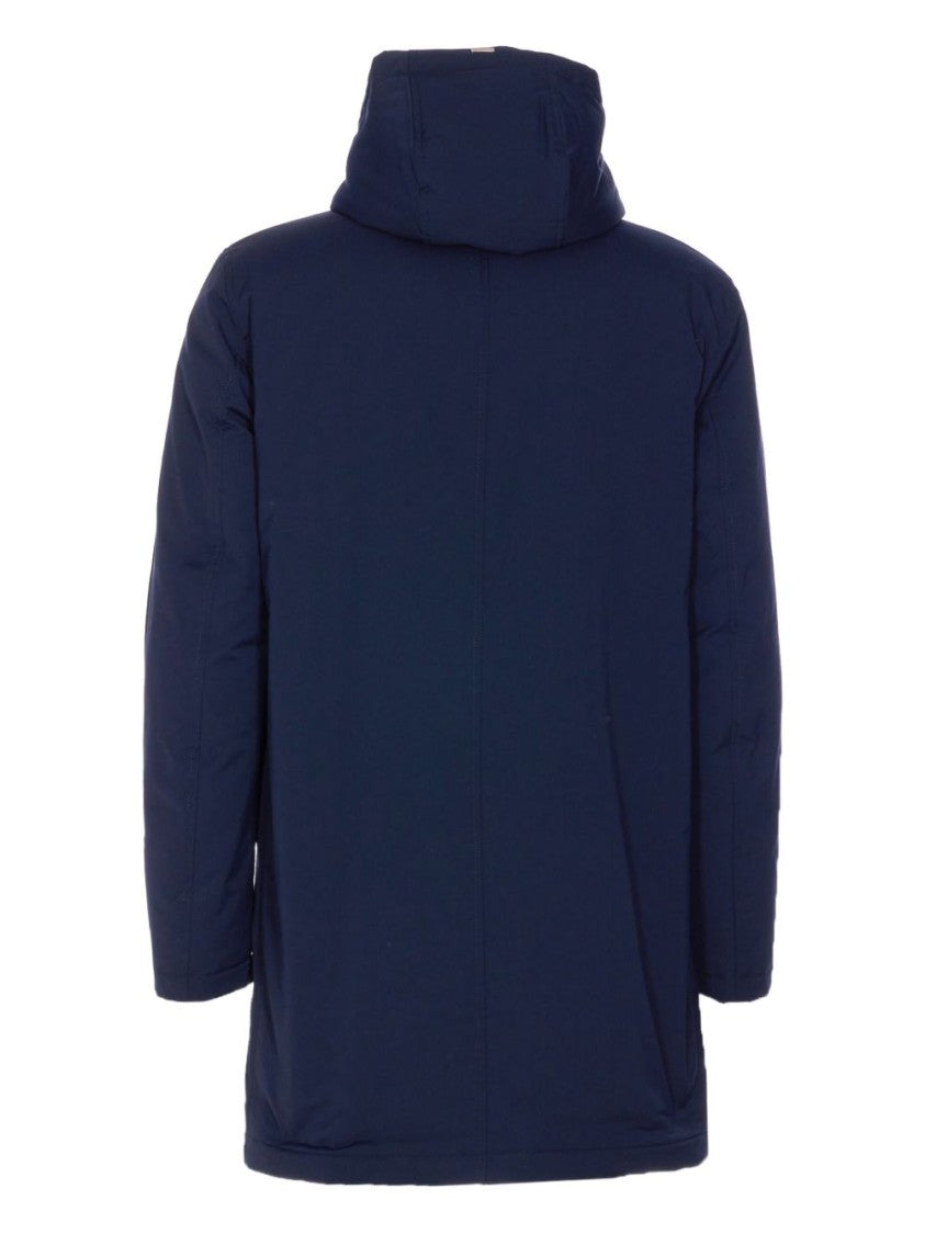 Herno Navy Blue Hooded Coat
