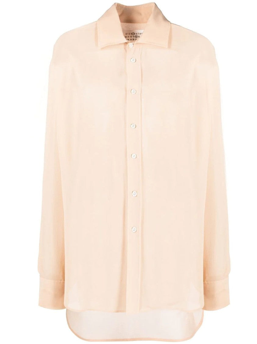 Maison Margiela Soft Silk Long Sleeve Shirt With Classic Collar And Button Front
