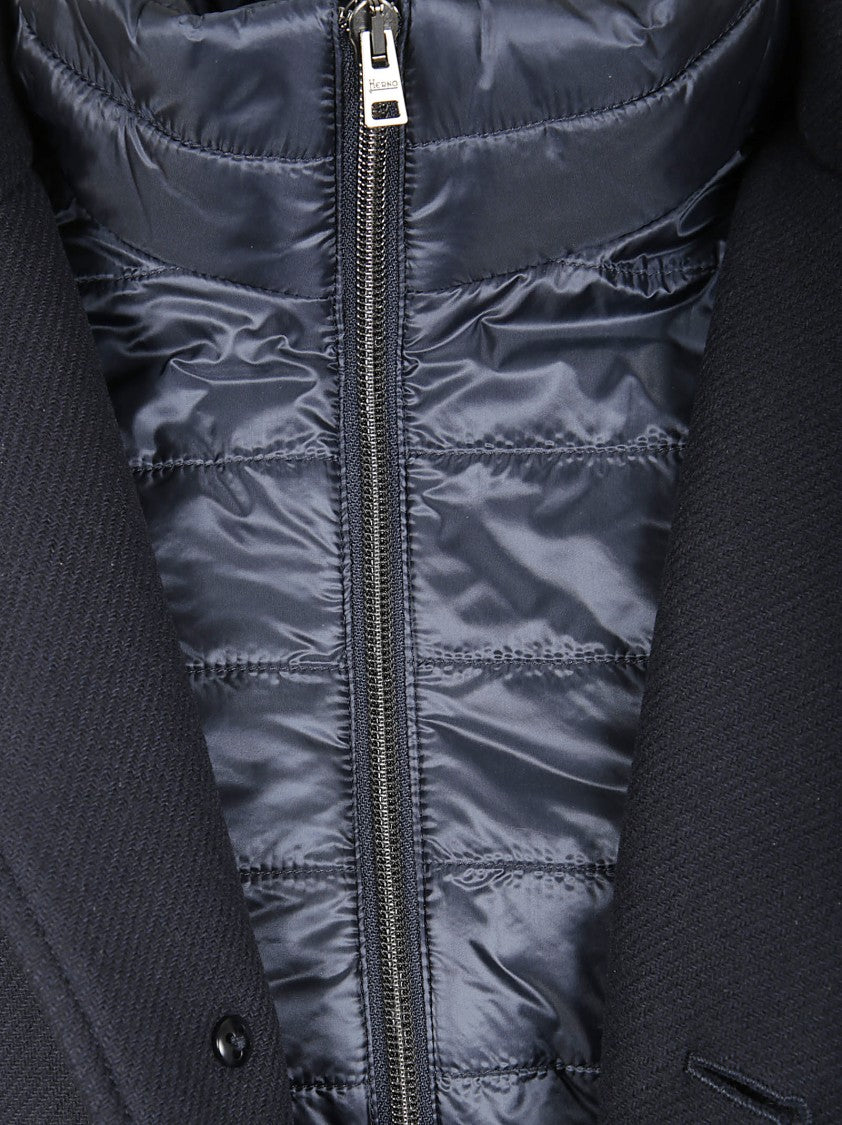 Herno Tailored Black Wool Jacket With Quilted Inner Lining