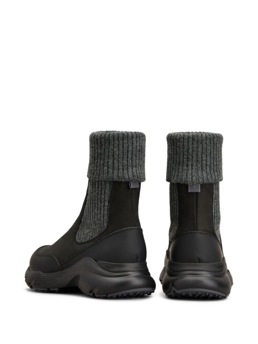 Tod's High Knitted Cuff Sneakers With Textured Upper And Chunky Sole