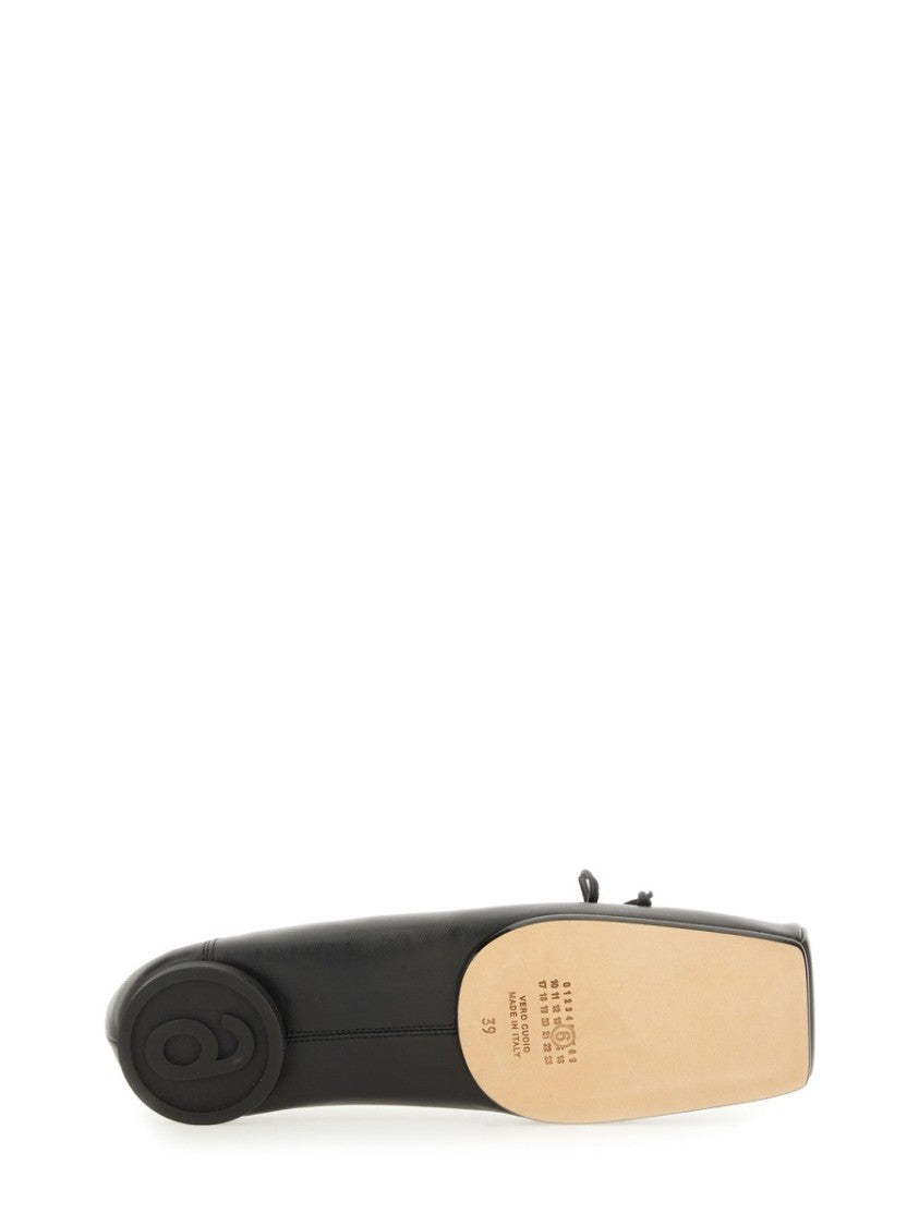 Mm6 By Maison Margiela Leather Ballerina Flats With Square Toe