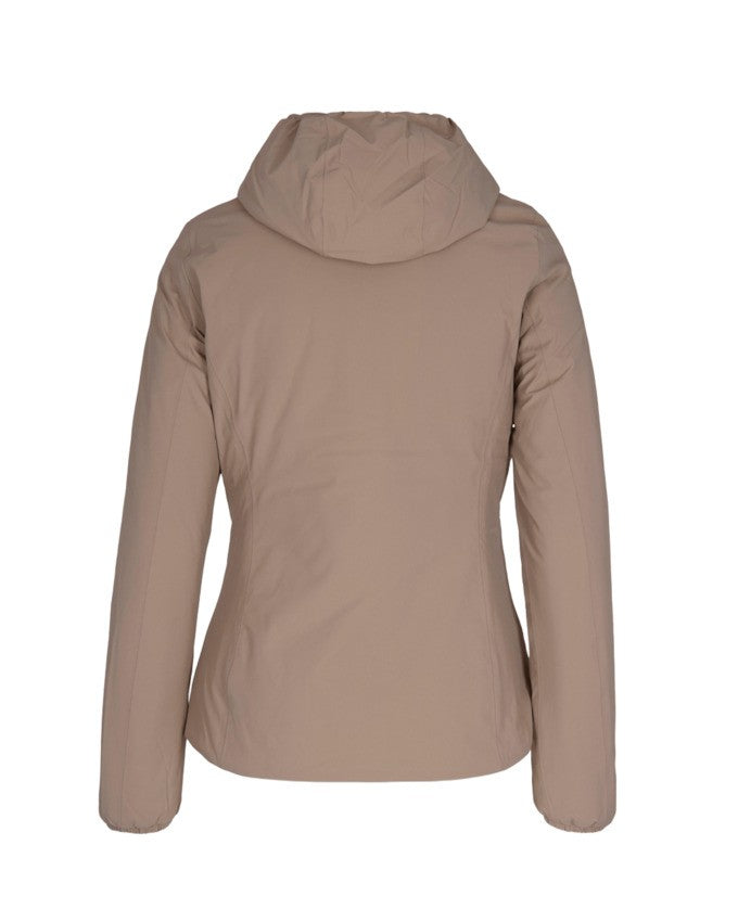 K-Way Reversible Beige And White Insulated Jacket With Adjustable Hood