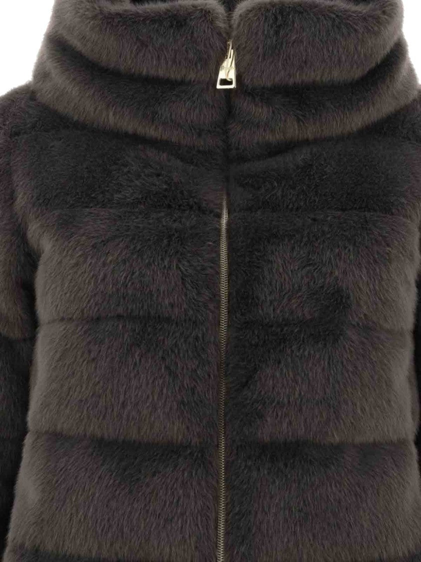 Herno Padded Short Jacket In Plush Synthetic Fur